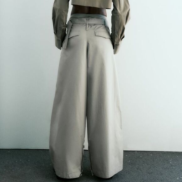 ZARA BELTED FULL-LENGTH PANTS WIDE LEG - Picture 6 of 12